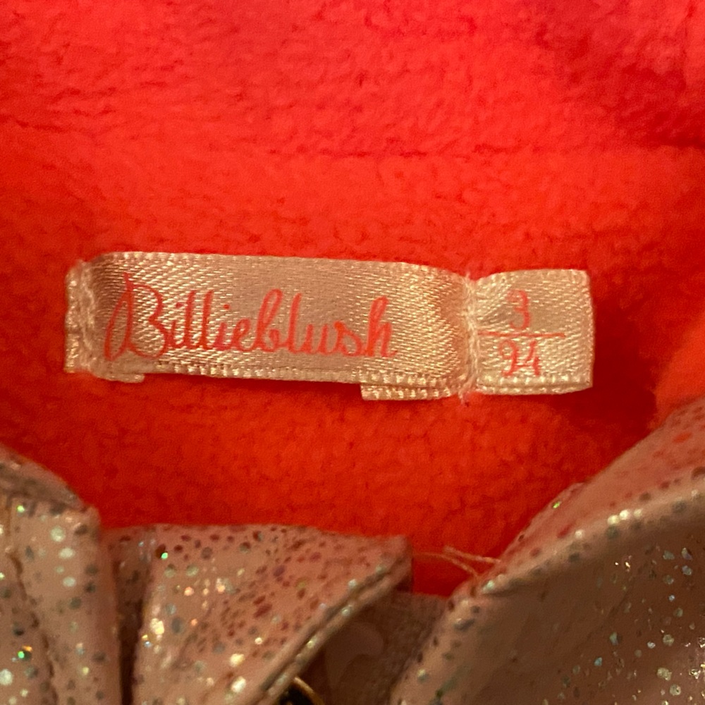 Billieblush Pink Sparkle Fleece Lined Raincoat Jacket - Size 3 Years - Picture 5 of 6